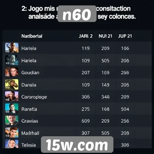 Comparativo entre jogos populares no n60